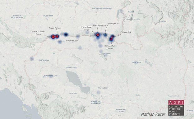 แผนผังความร้อนจากดาวเทียม บอกถึงกัมพูชาเริ่มยิงจรวดใส่ไทยก่อน
