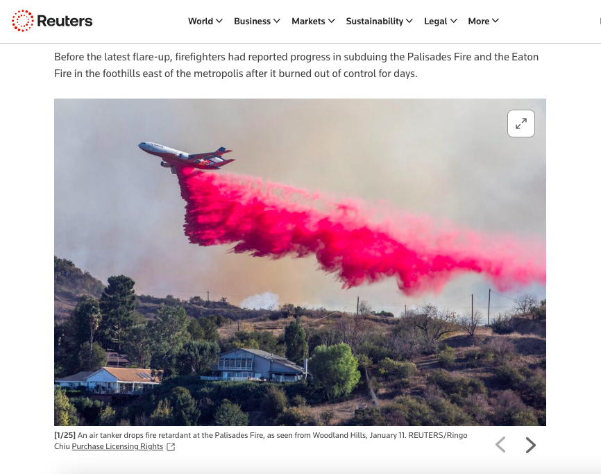 ความจริงคือเป็นการดับไฟป่าของ firefighting ที่ Woodland Hills, LA